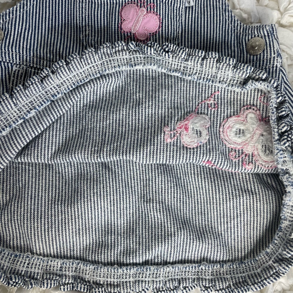 Sprockets Baby Jean Bibs Dress Striped Butterfly 3 6 Months Vintage - Picture 3 of 7